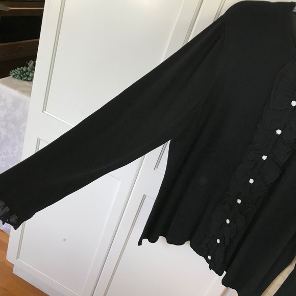 CHARTER CLUB Silk Cotton Cardigan Sweater Ruffle Black Women’s Plus Size 3X 2X - Picture 3 of 16